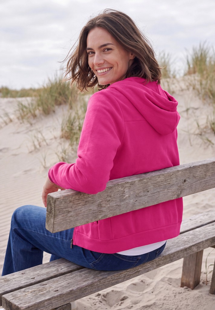 Langarm Fleece Jacke mit Kapuze