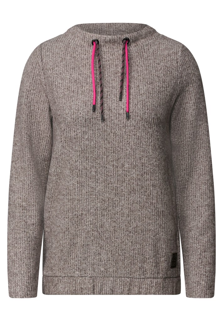 Shirt in Rippstruktur mit Funnel Neck