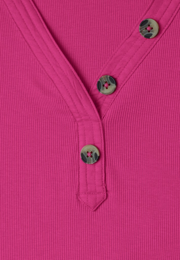3/4-Arm Shirt mit V-Ausschnitt und Knöpfen