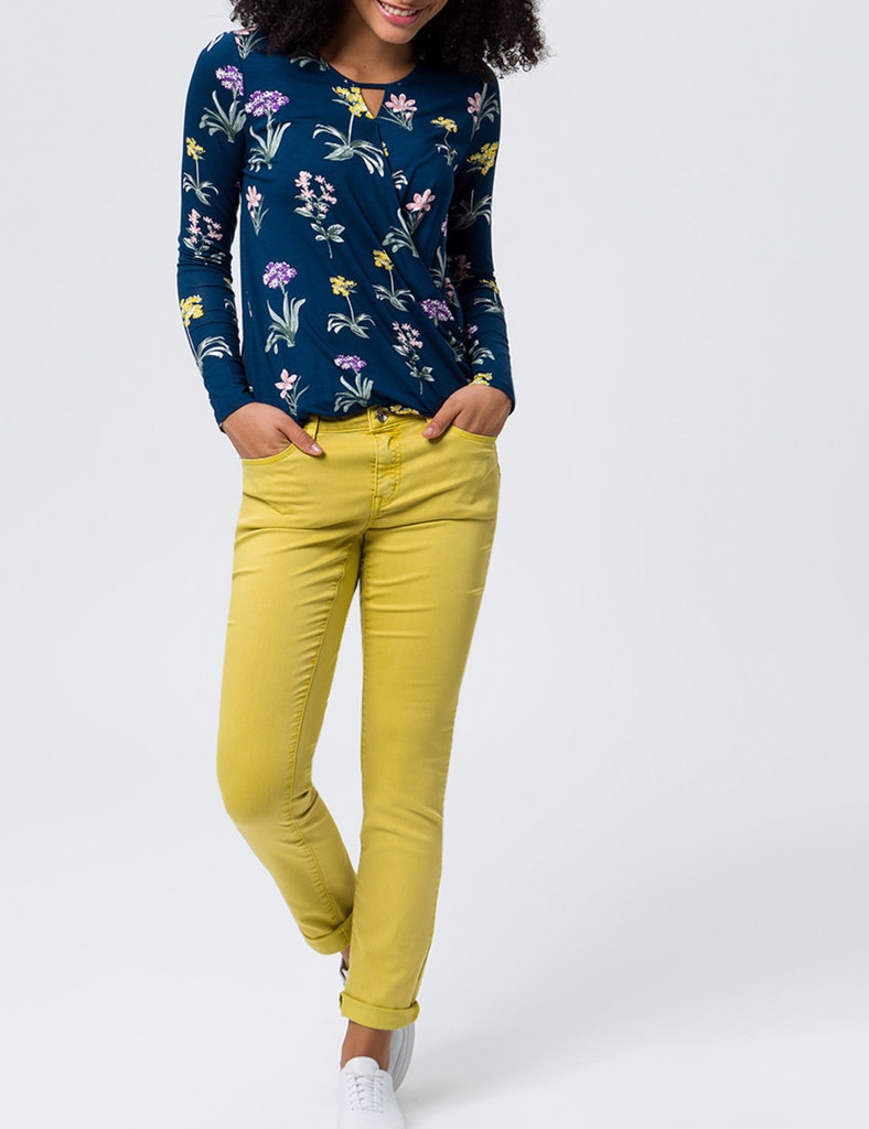 Damen Sweatshirt  3/4 Arm mit Fischgrätmuster