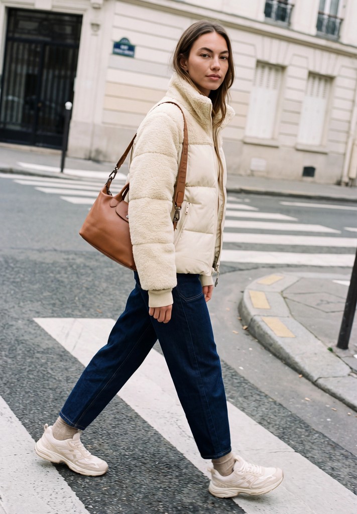 Steppjacke mit Teddy-Details