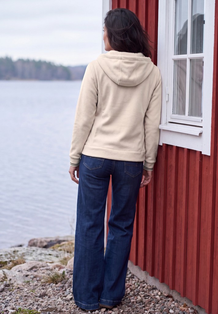 Langarm Fleece Jacke mit Kapuze