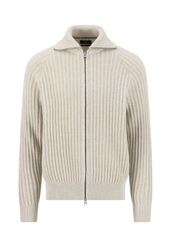 Zip Cardigan, 2-tone rib*RWS