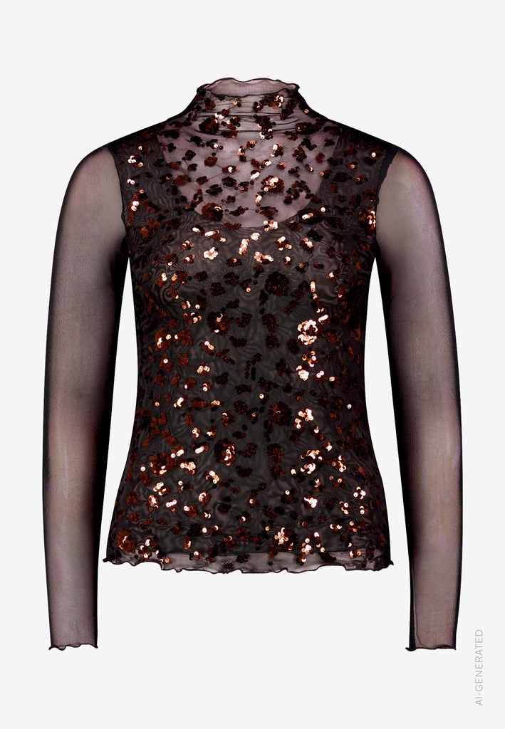 Damen Mesh-Shirt mit Pailletten