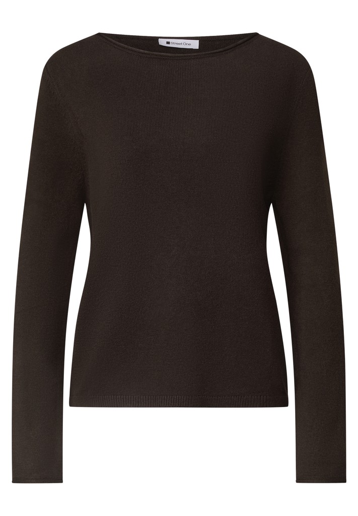 Pullover mit Boat Neck und Rollkanten