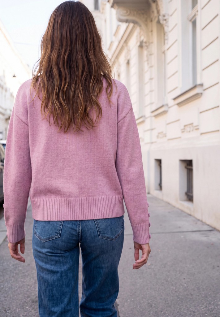 Pullover mit Rundhals und Knopfdetails