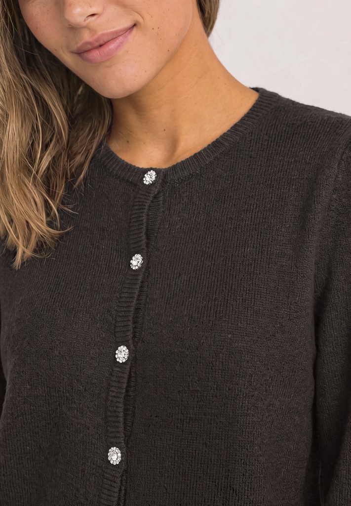 Langarm Cardigan mit Rundhals und Knöpfen