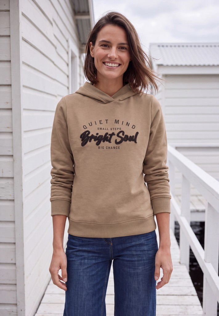 Sweatshirt mit Details in Rippstruktur