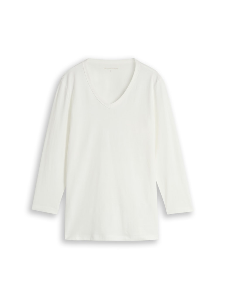 Basic Langarmshirt mit V-Ausschnitt