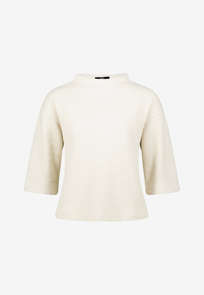 Damen Sweatshirt  3/4 Arm mit Fischgrätmuster