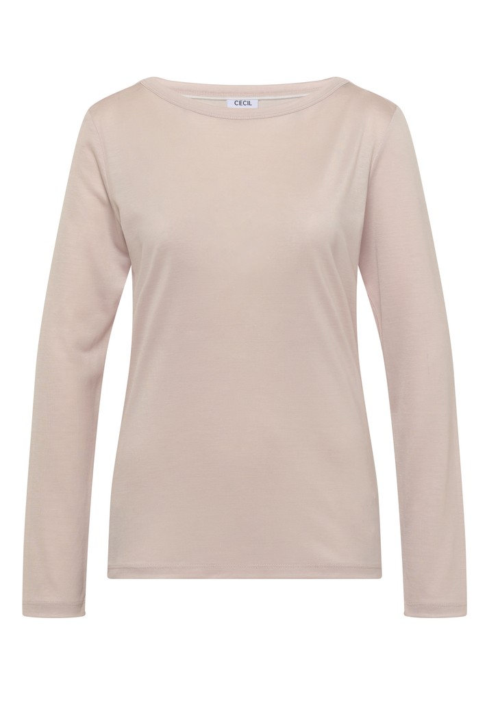 Langarm Shirt in Unifarbe mit Boat Neck