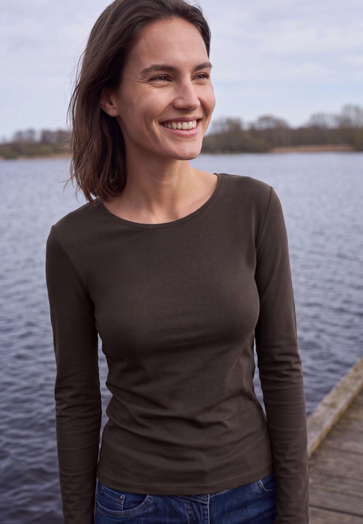 Basic Langarm Shirt mit Rundhals