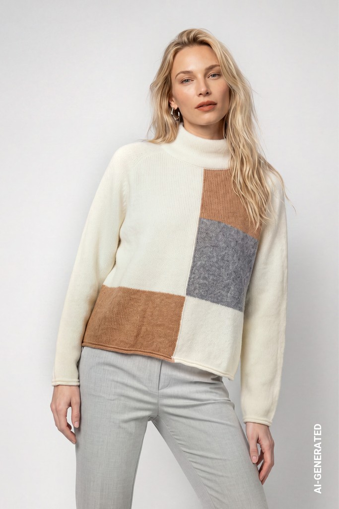 Strickpullover mit Colorblock