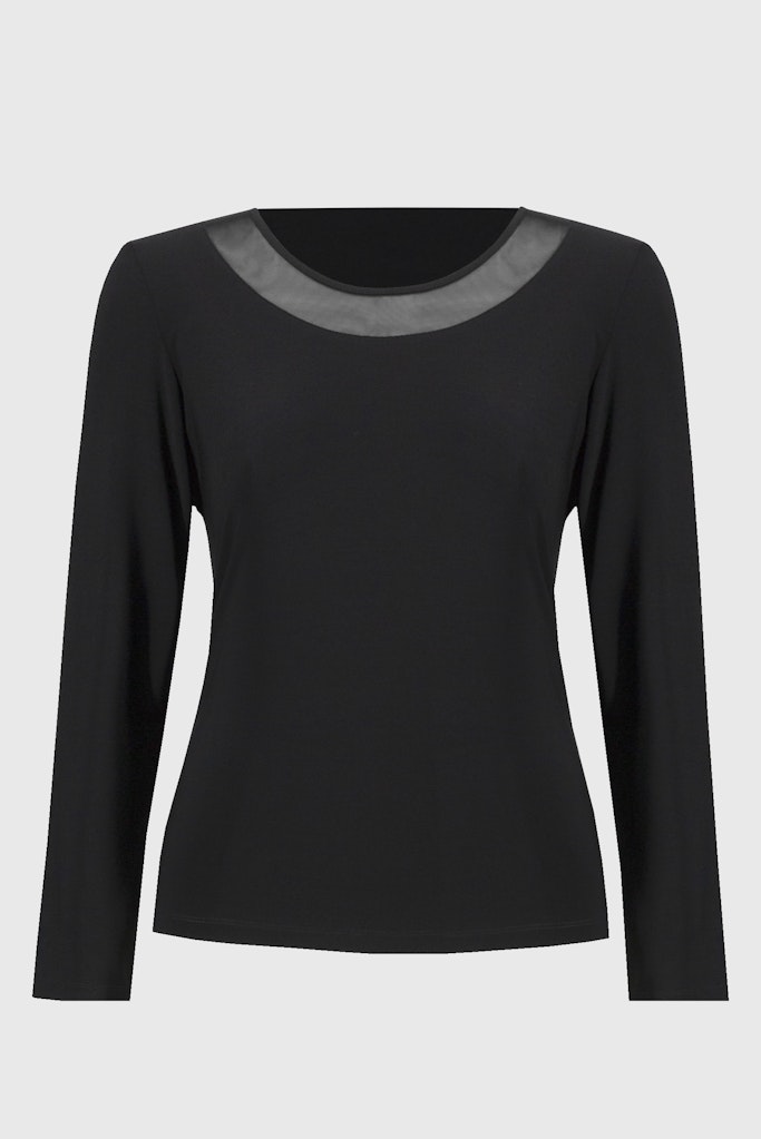 Tailliertes Top aus feinem Jersey und Netz