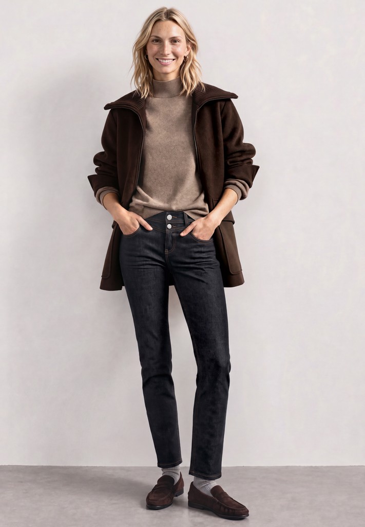 Mid Waist Slim Leg Jeans im Casual Fit
