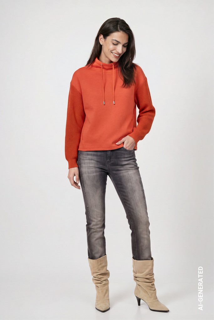 Sweatshirt mit Strickärmeln