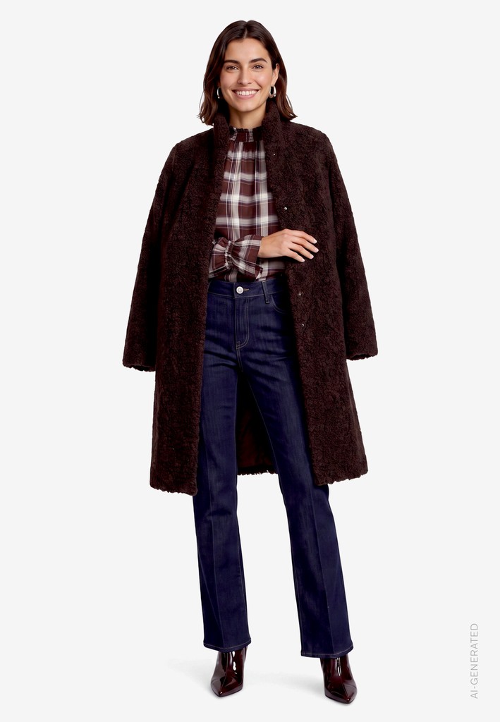 Teddymantel Damen  mit Knopfleiste