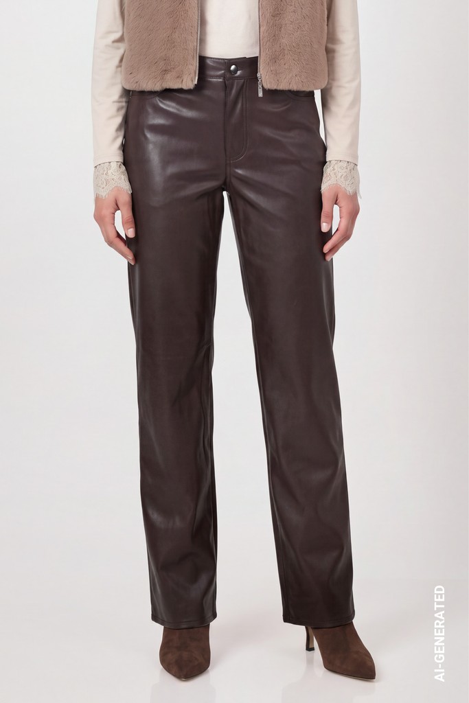 Kunstleder Wide-Leg-Hose