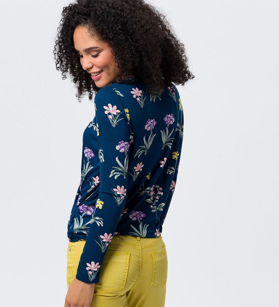Damen Sweatshirt  3/4 Arm mit Fischgrätmuster