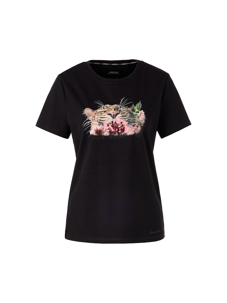 T-Shirt mit Leo-Print und floralen Details T-Shirt mit Leo-Print und floralen Details