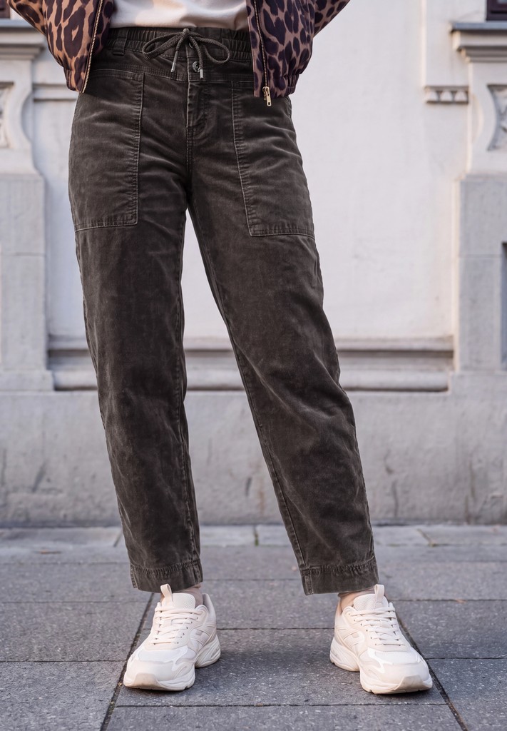 Mid Waist Barrel Leg Hose im Loose Fit