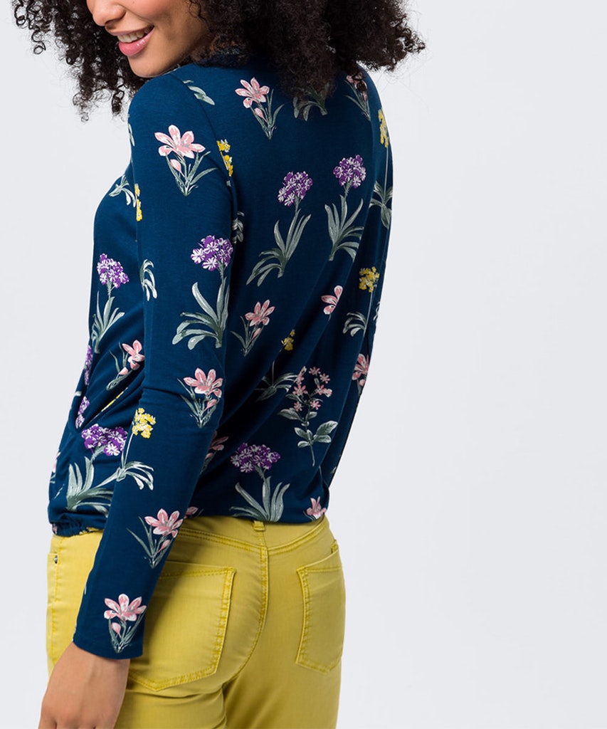 Damen Sweatshirt  3/4 Arm mit Fischgrätmuster