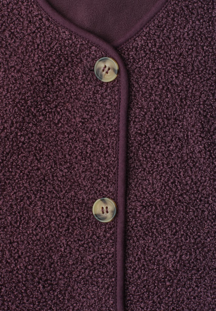 Teddy-Weste mit V-Neck und Knöpfen