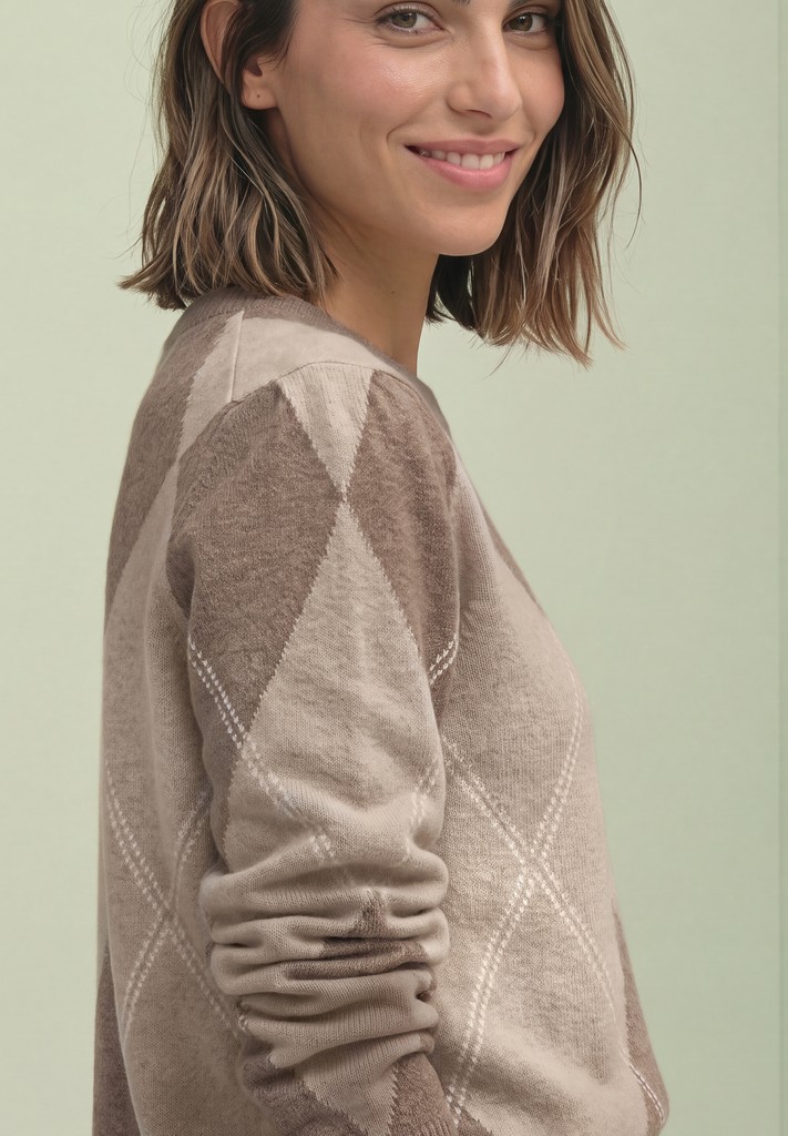 Langarm Pullover mit Argyle-Muster