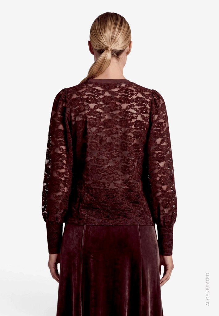 Damen Spitzenshirt mit Rundhalsausschnitt