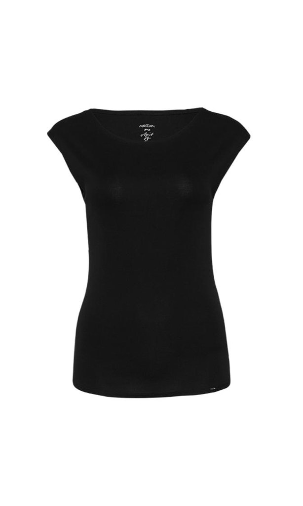 Basic-Shirt mit weitem Ausschnitt