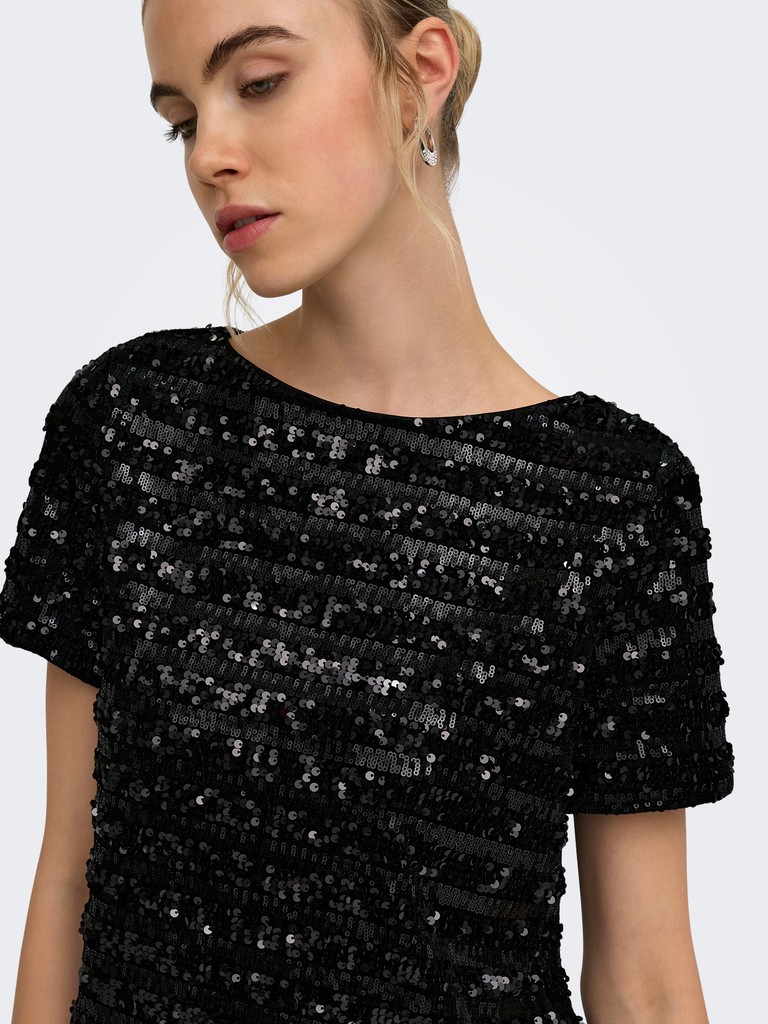 ONLSALIKA S/S SEQUINS TOP WVN