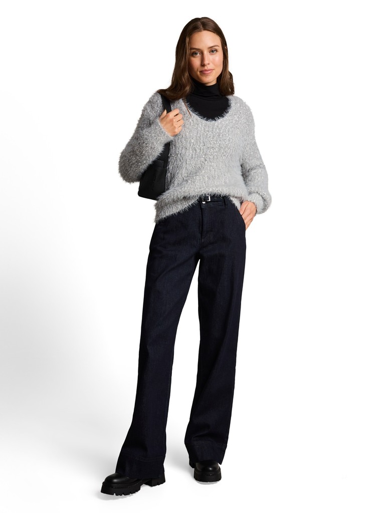 Loose Fit Strickpullover mit V-Ausschnitt
