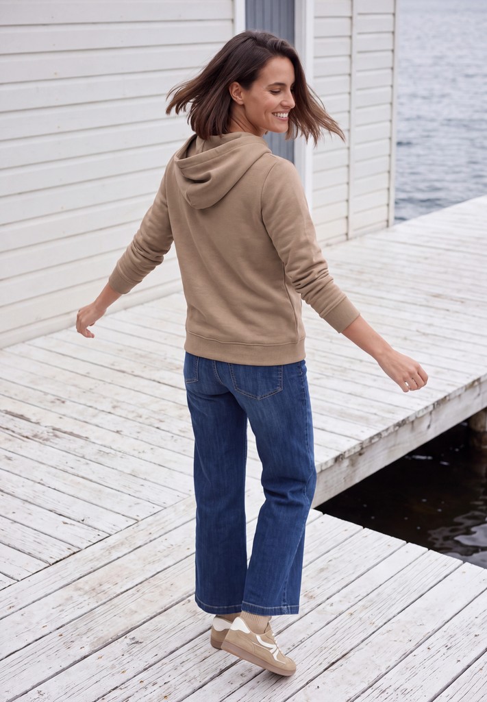 Sweatshirt mit Details in Rippstruktur