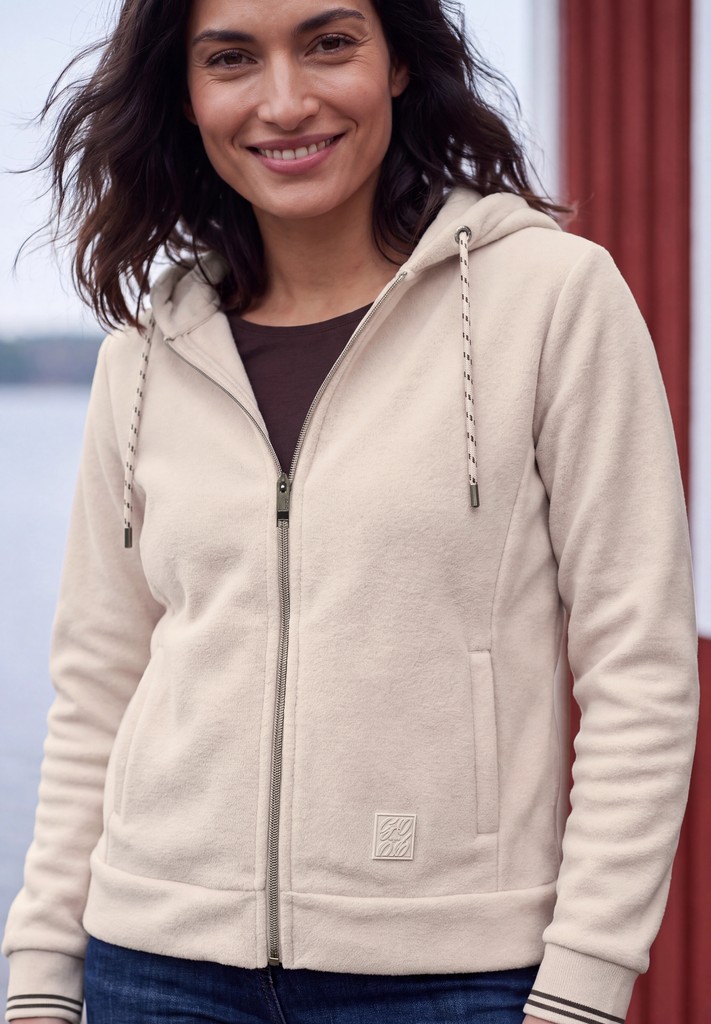 Langarm Fleece Jacke mit Kapuze