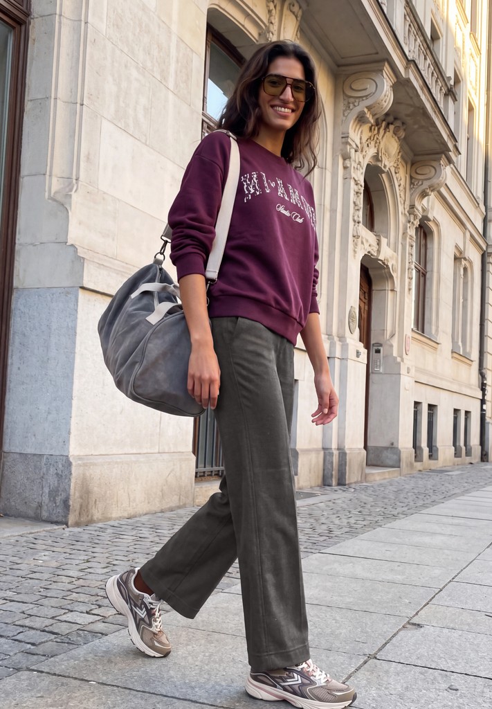 Mid Waist Wide Leg Hose im Casual Fit