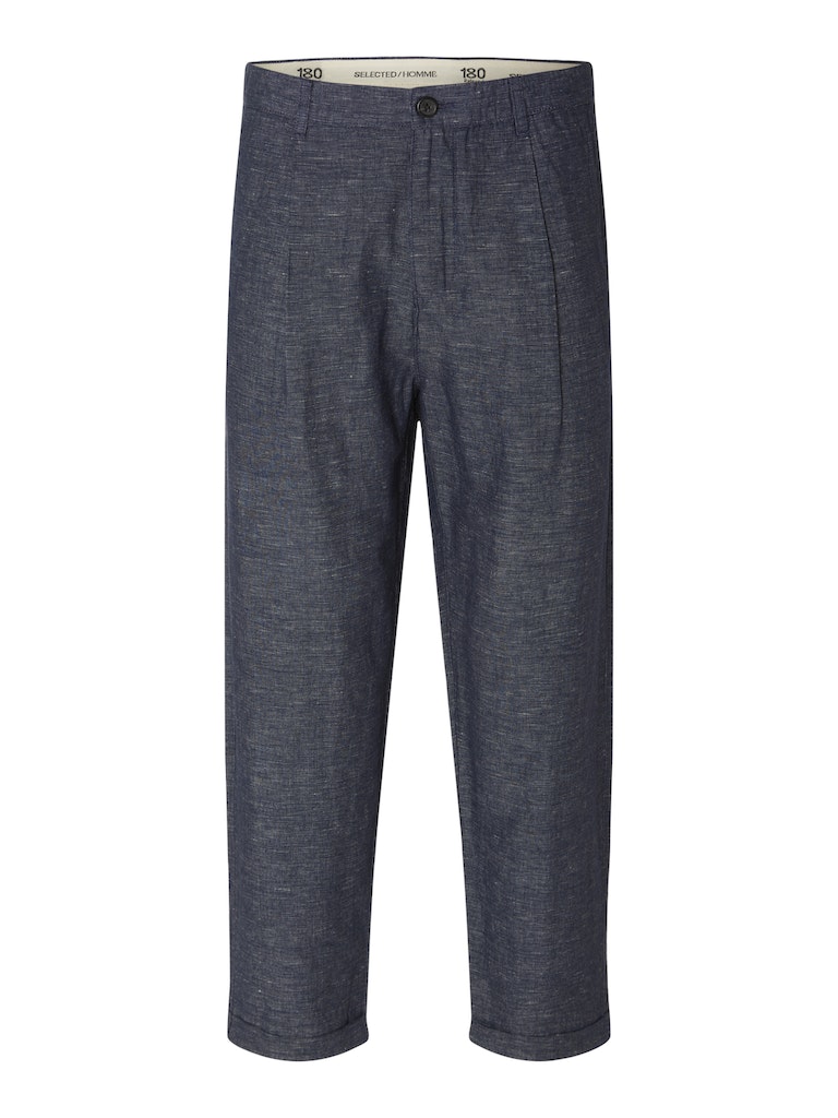 SLH180-RELAXED CROP RON LINEN PLEAT PANT