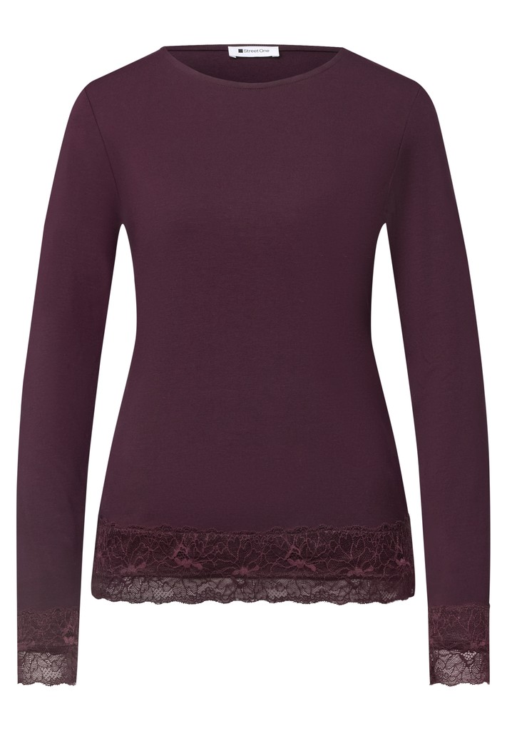 Langarm Shirt mit Boat Neck und Spitze