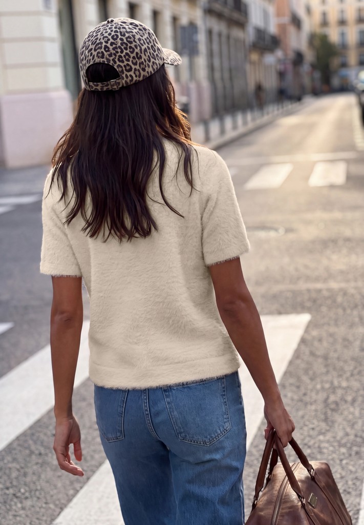 Kuscheliges T-Shirt in Strick-Optik