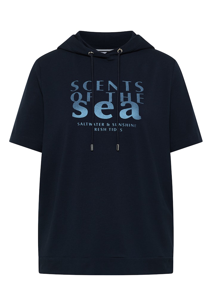 Kurzarm Shirt mit Kapuze und Wording