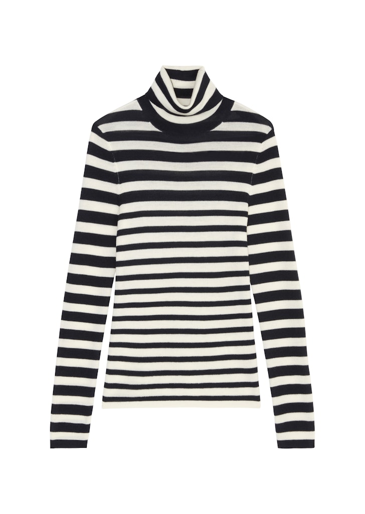 Gestreifter Rollkragenpullover slim