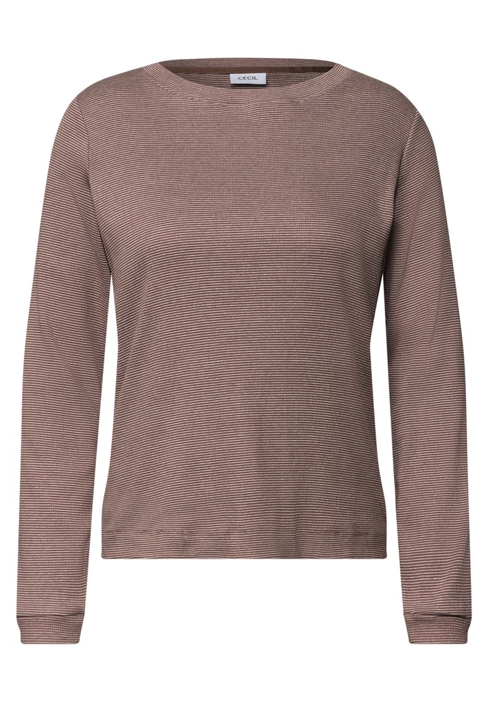 Langarm Shirt mit schmalem Streifenmuster
