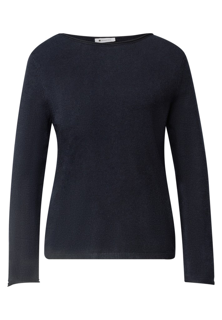 Pullover mit Boat Neck und Rollkanten