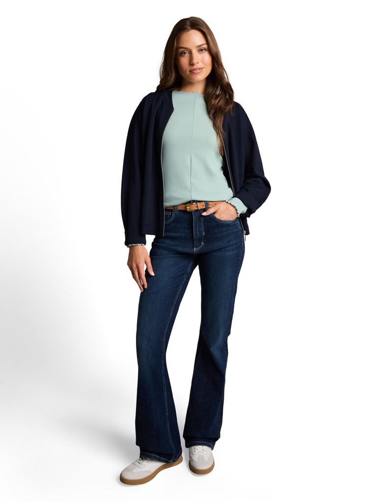 Langarmshirt mit gewelltem Kragen