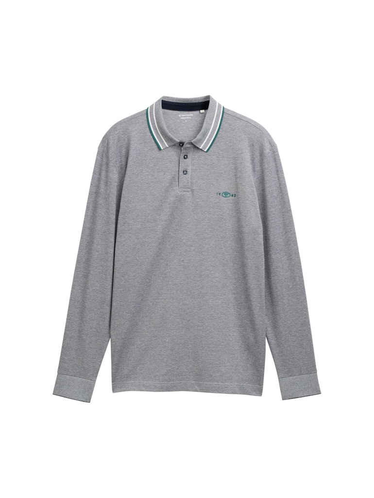 Langarm Piqué Poloshirt mit Logo-Print