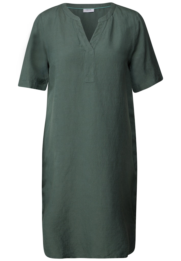 B144333-LINEN_LI/CV_Solid Split Neck D