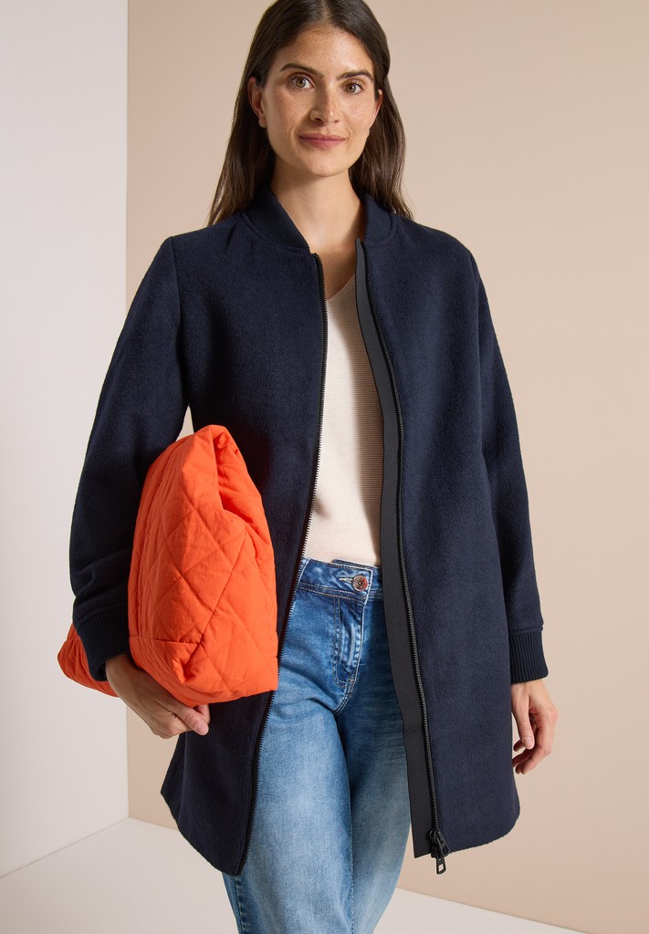 Langer Blouson mit Wollanteil
