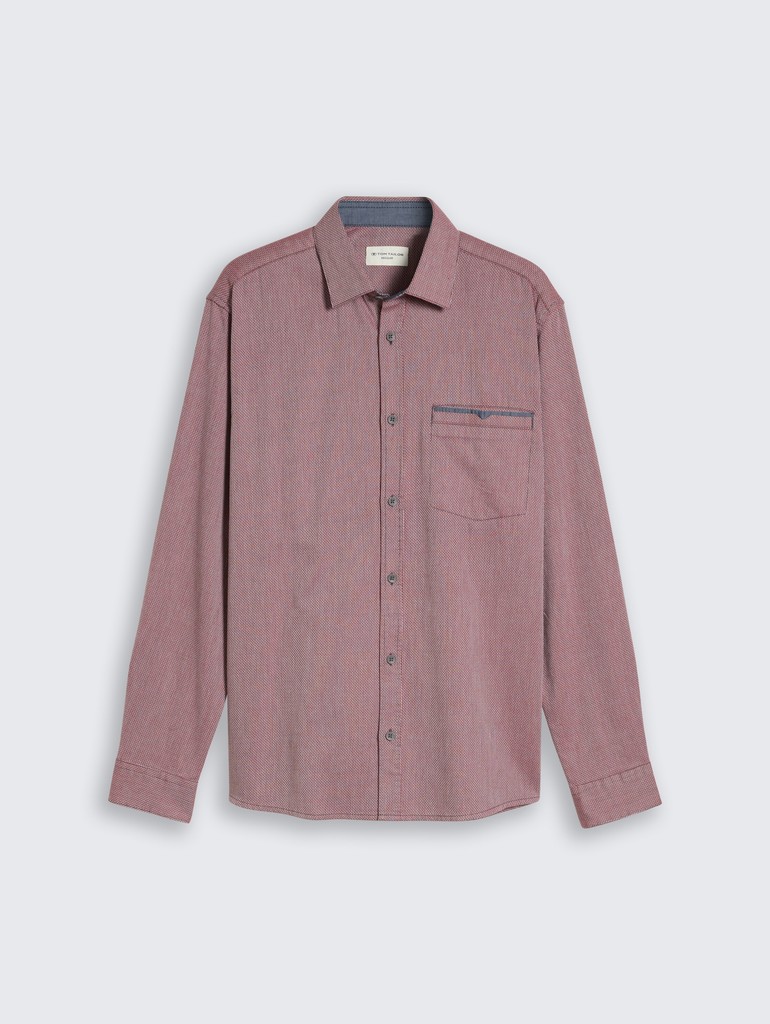Regular Fit Hemd aus strukturiertem Baumwollstoff