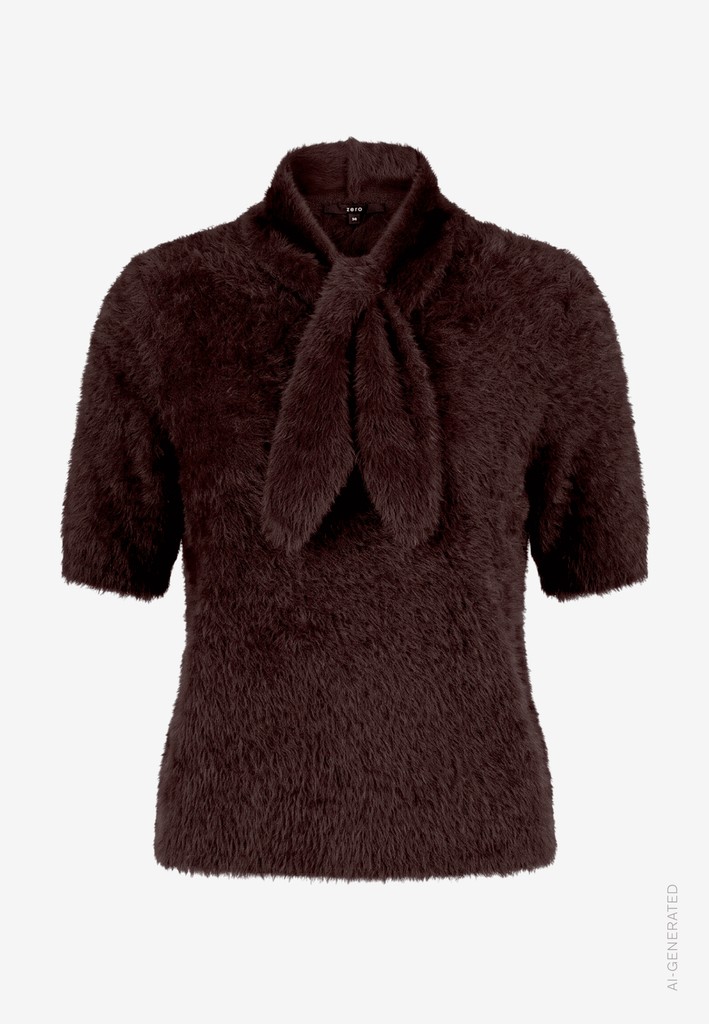 Damen Kurzarmpullover flauschig