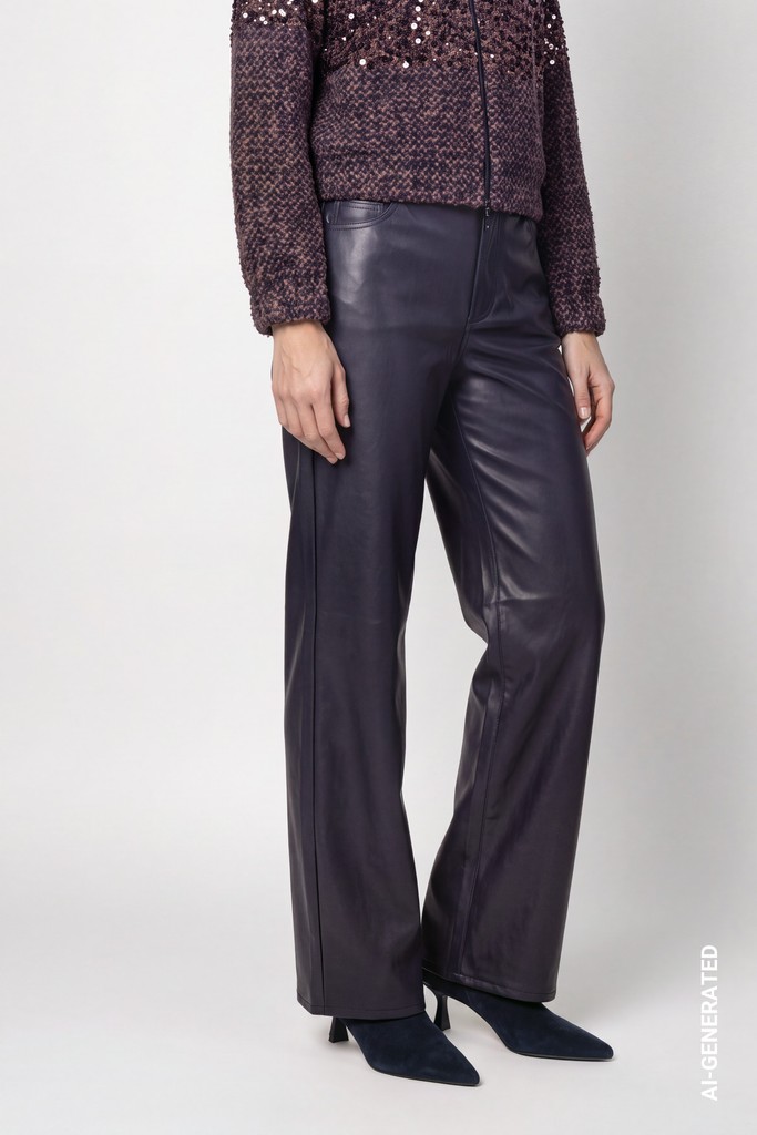 Kunstleder Wide-Leg-Hose