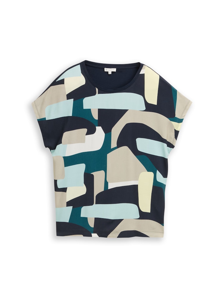 T-Shirt im Material-Mix